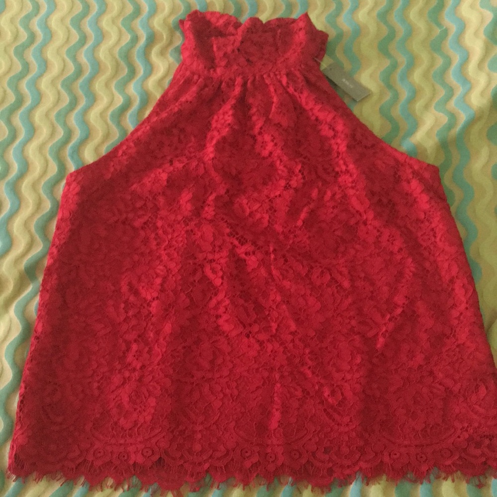 J Crew Halter Lace Tie Neck Top